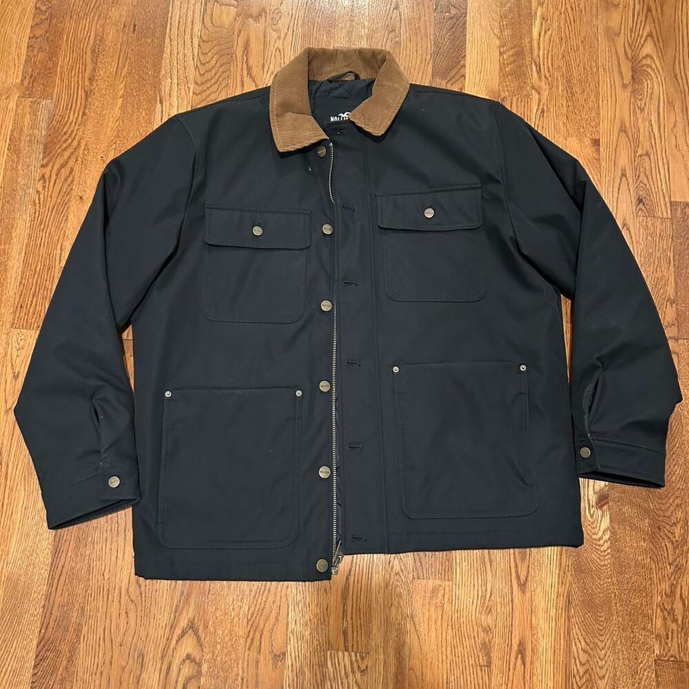 Hollister-co Men's Black and Navy Jacket